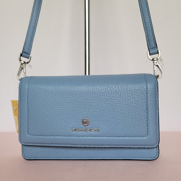 MICHAEL KORS Jet Set Charm Small Phone Pebbled Leather Crossbody- Chambray⭐ - Picture 1 of 16